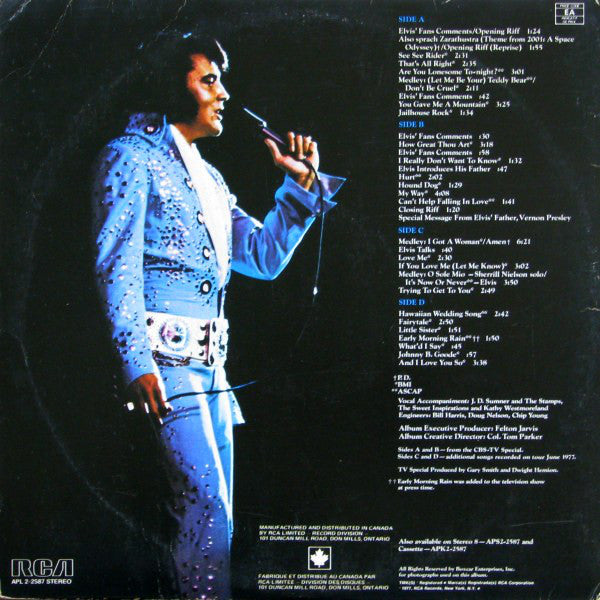 Elvis Presley : Elvis In Concert (2xLP, Album, Gat)