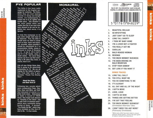 Kinks* : Kinks (CD, Album, Mono, RE, RM)