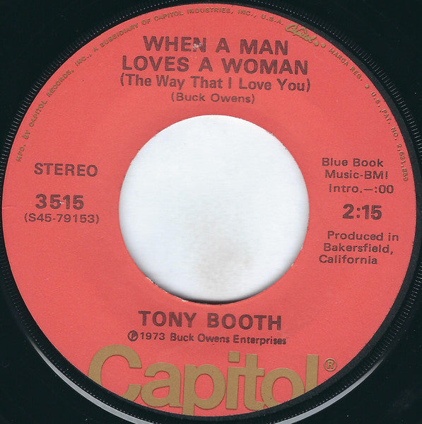 Tony Booth : When A Man Loves A Woman (7", Single, Los)