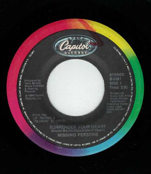 Missing Persons : Surrender Your Heart (7", Single)