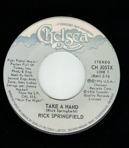 Rick Springfield : Take A Hand (7", Single)