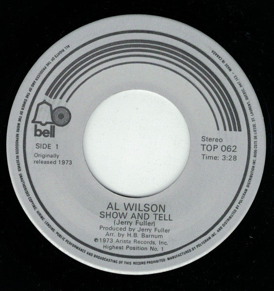 Al Wilson : Show And Tell / Touch And Go (7", Single, RE)