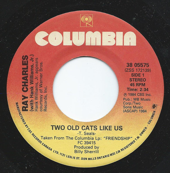 Ray Charles With Hank Williams Jr. : Two Old Cats Like Us (7")
