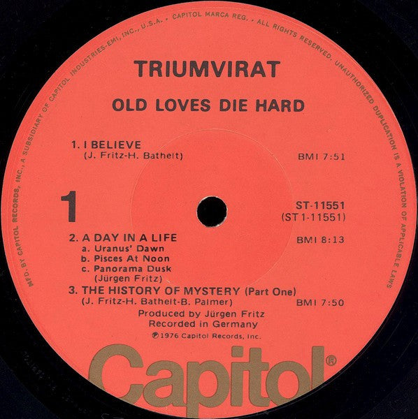 Triumvirat : Old Loves Die Hard (LP, Album, Win)