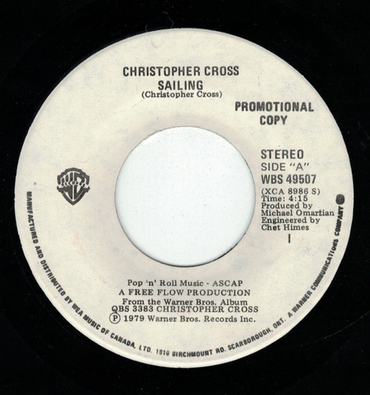 Christopher Cross : Sailing (7", Single, Promo)