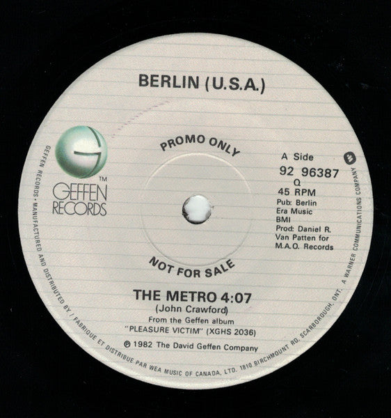 Berlin (U.S.A.)* : The Metro (7", Single, Promo)