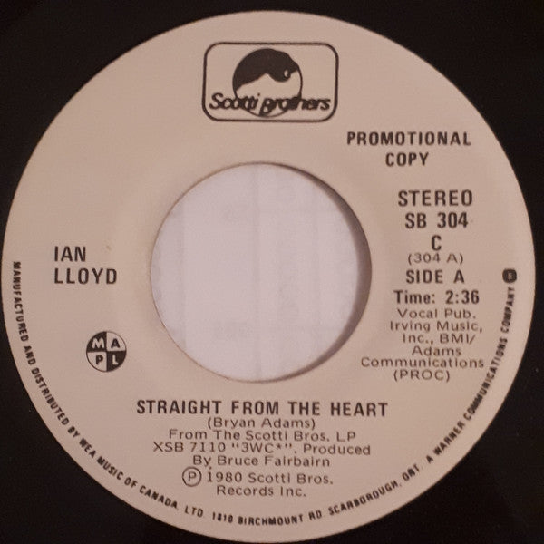 Ian Lloyd : Straight From The Heart / Third Wave Civilization (7", Single, Promo)