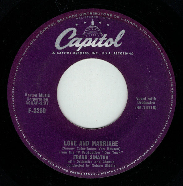 Frank Sinatra : Love And Marriage / The Impatient Years (7", Single)