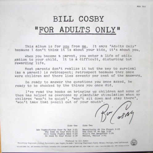 Bill Cosby : For Adults Only (LP, Album)