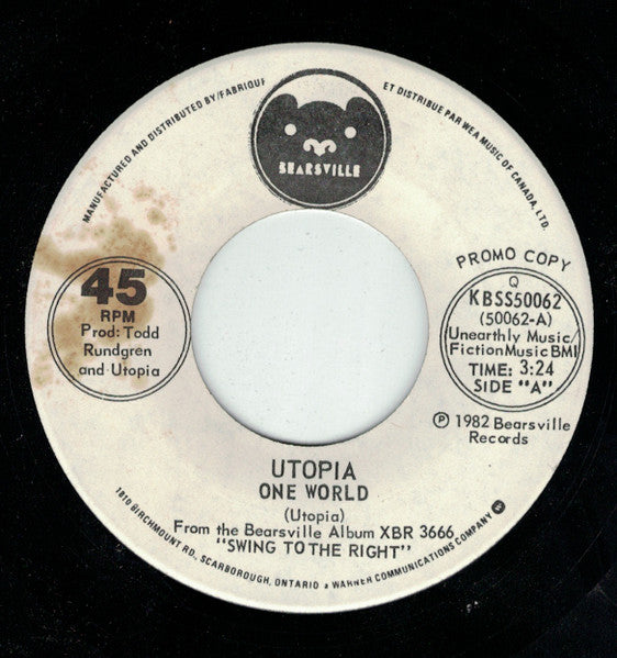 Utopia (5) : One World / Last Dollar On Earth (7", Single, Promo)