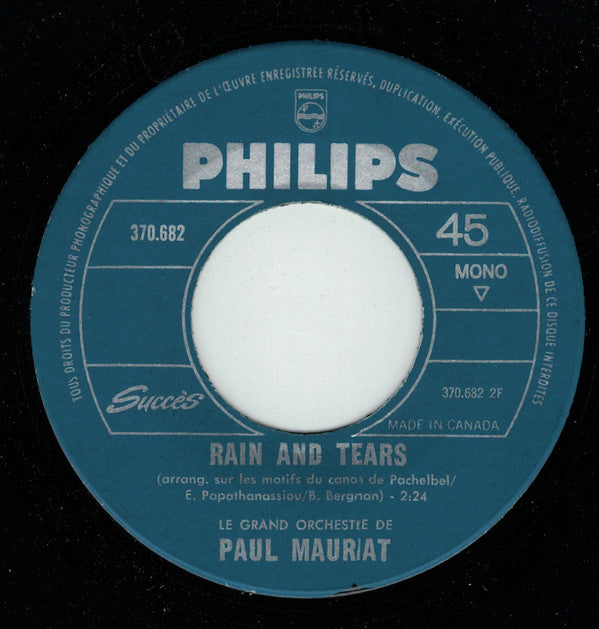 Paul Mauriat : Ma Maison Et La Rivière / Rain And Tears (7", Single, Mono)