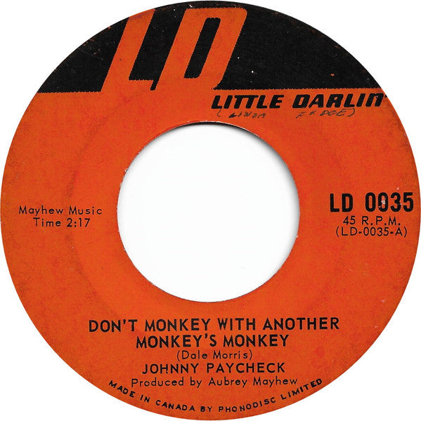 Johnny Paycheck : Don't Monkey With Another Monkey's Monkey (7", Single, Mono)