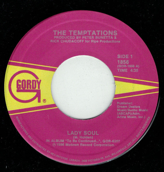 The Temptations : Lady Soul / Put Us Together Again (7", Single)