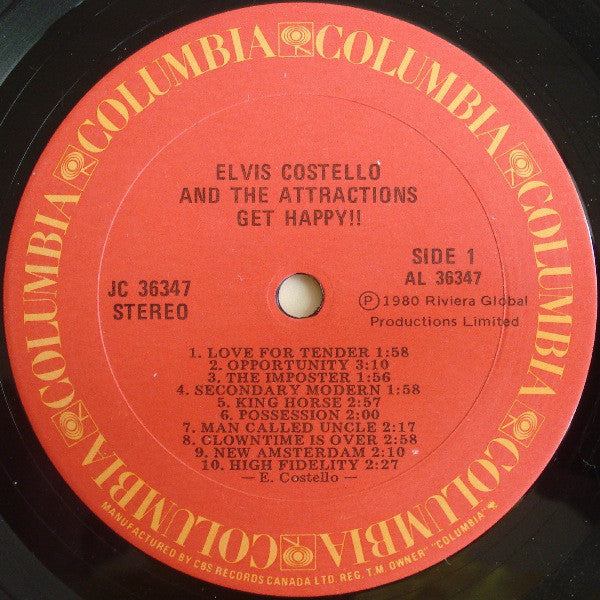 Elvis Costello & The Attractions : Get Happy!! (LP, Album)