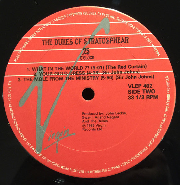 The Dukes Of Stratosphear : 25 O'Clock (12", MiniAlbum)