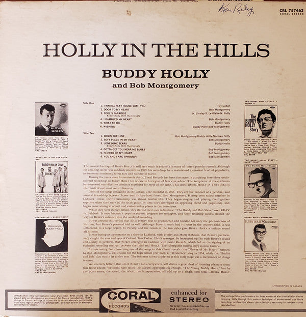 Buddy Holly & Bob Montgomery : Holly In The Hills (LP, Album)