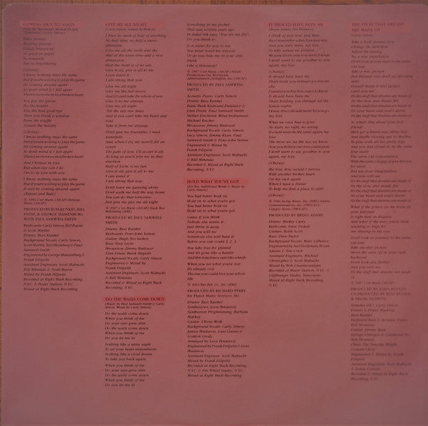 Carly Simon : Coming Around Again (LP, Album)