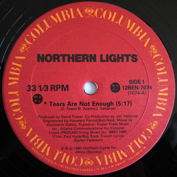Northern Lights (6) : Tears Are Not Enough (12", Single)