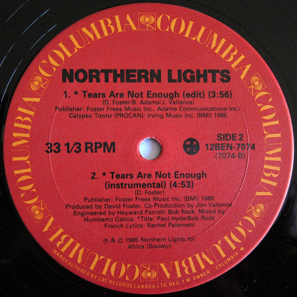 Northern Lights (6) : Tears Are Not Enough (12", Single)