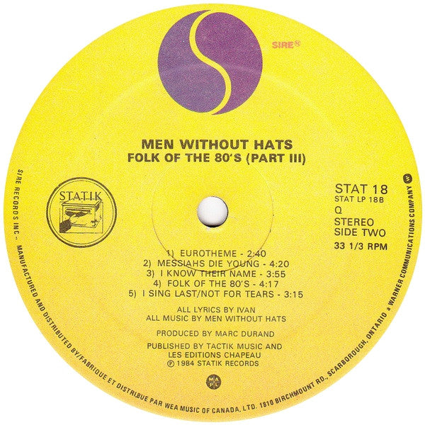 Men Without Hats : Folk Of The 80's (Part III) (LP, Album)