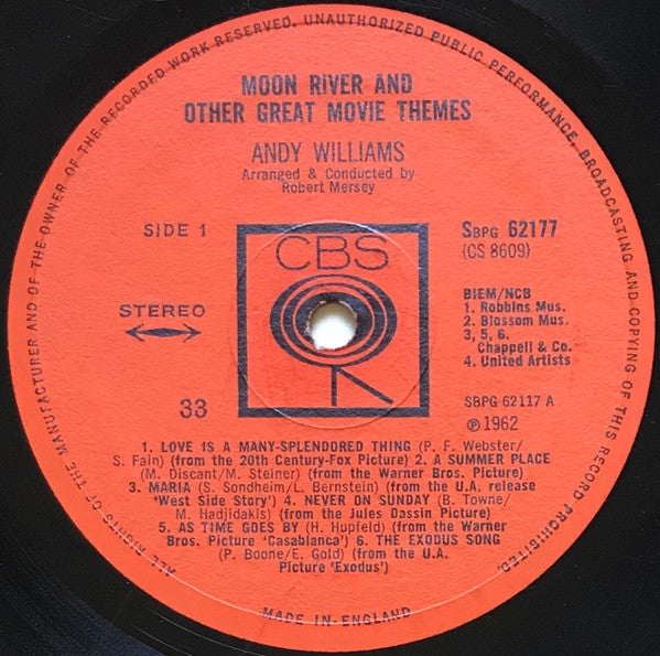 Andy Williams : Moon River & Other Great Movie Themes (LP, Album)