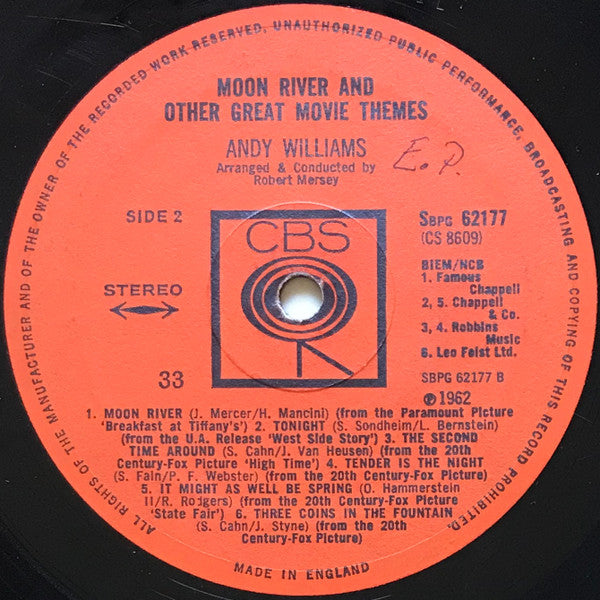 Andy Williams : Moon River & Other Great Movie Themes (LP, Album)
