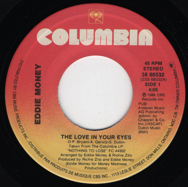 Eddie Money : The Love In Your Eyes (7", Single)