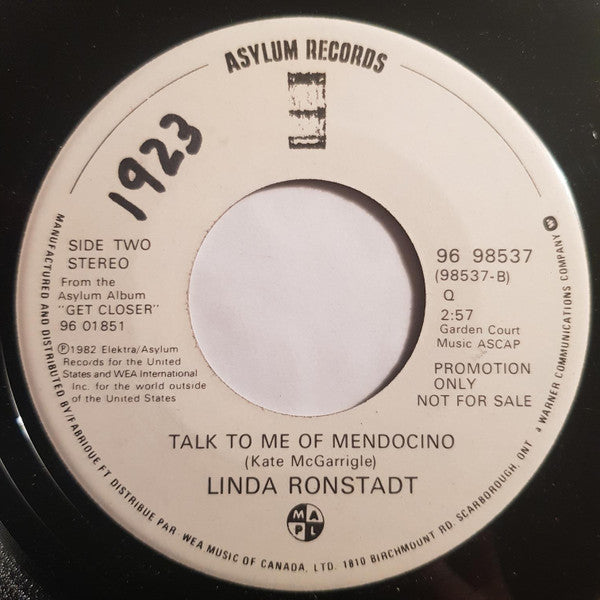 Linda Ronstadt : I Knew You When (7", Promo, All)