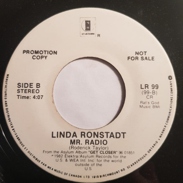 Linda Ronstadt : Easy For You To Say (7", Single, Promo)
