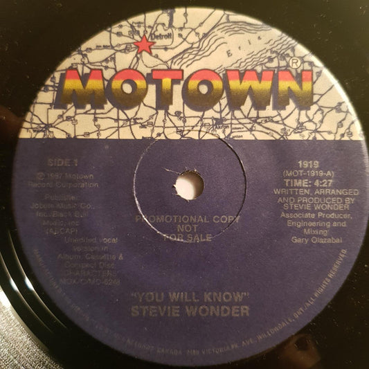 Stevie Wonder : You Will Know (7", Promo)