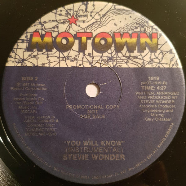 Stevie Wonder : You Will Know (7", Promo)