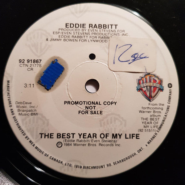 Eddie Rabbitt : The Best Year Of My Life/Over There (7", Promo)