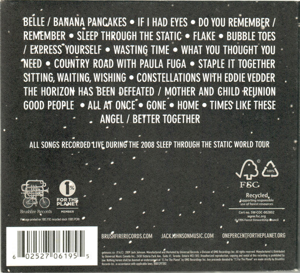 Jack Johnson : En Concert (CD, Album)