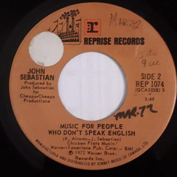 John Sebastian : Give Us A Break (7")