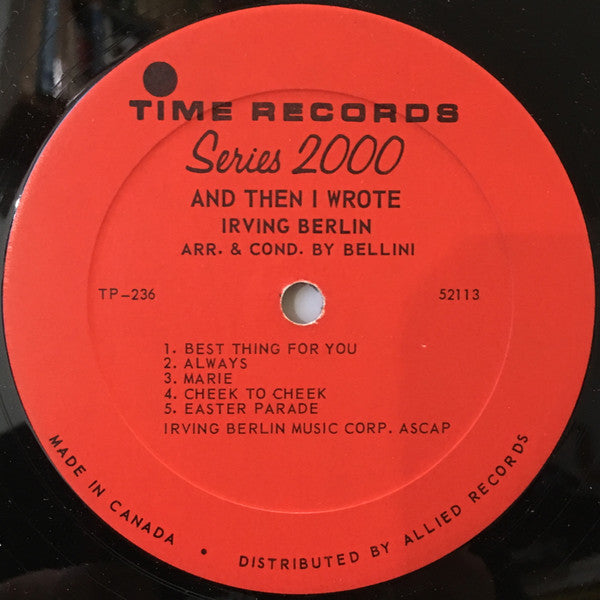 Bellini (3) : And Then I Wrote..... Irving Berlin (LP, Mono)