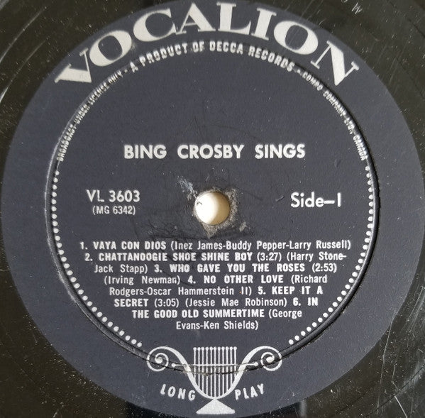 Bing Crosby : Bing Crosby Sings (LP, Comp, Mono)