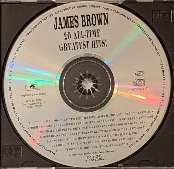 James Brown : 20 All-Time Greatest Hits! (CD, Comp, Club)