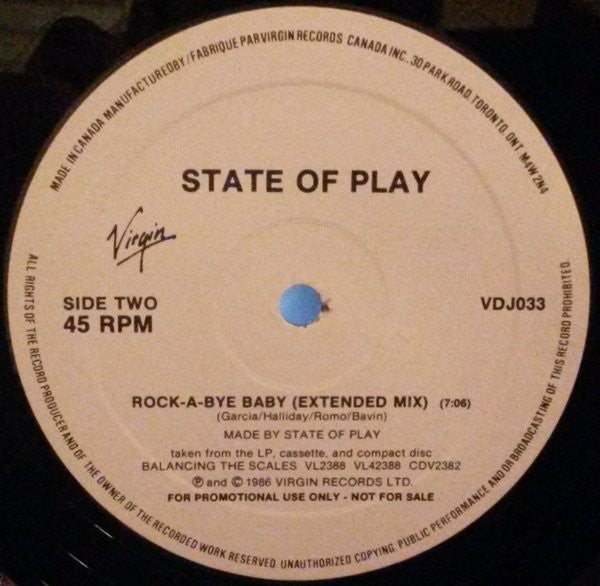 State Of Play (2) : Rock-A-Bye Baby (12", Maxi, Promo)
