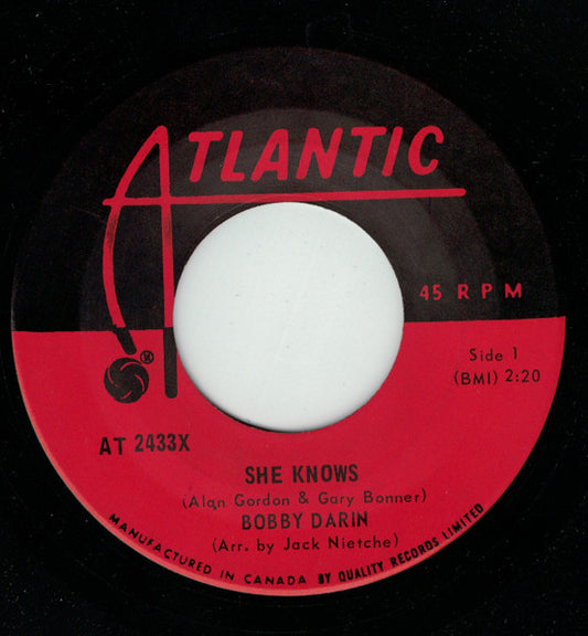 Bobby Darin : She Knows / Talk To The Animals (7", Single)