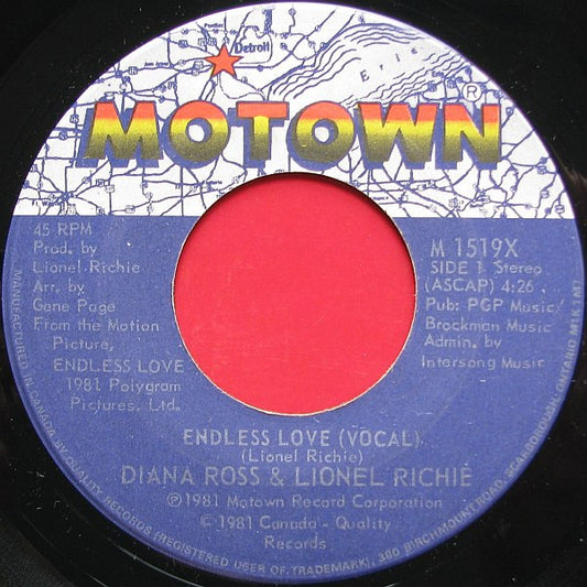 Diana Ross & Lionel Richie : Endless Love (7", Q +)