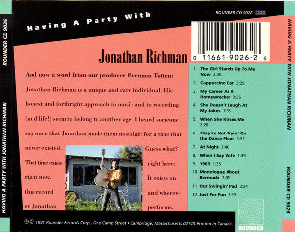 Jonathan Richman : Having A Party With Jonathan Richman (CD, Album)