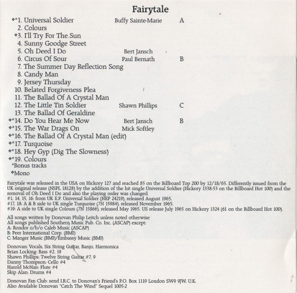 Donovan : Fairytale (CD, Album, RE)