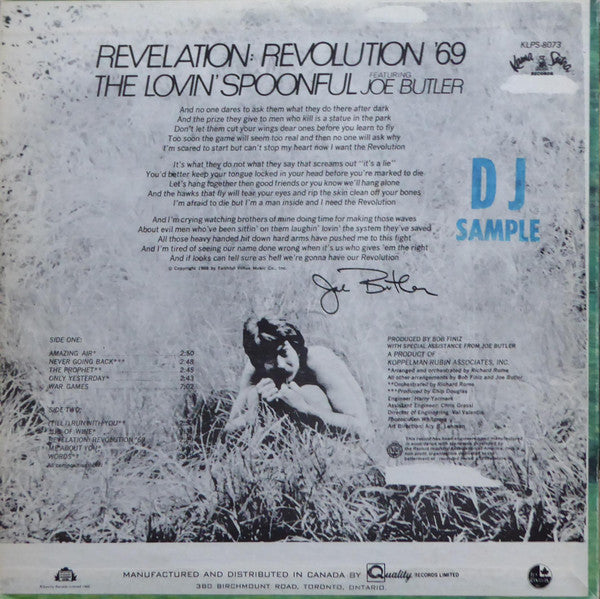 The Lovin' Spoonful Featuring Joe Butler : Revelation: Revolution '69 (LP, Album, Promo)