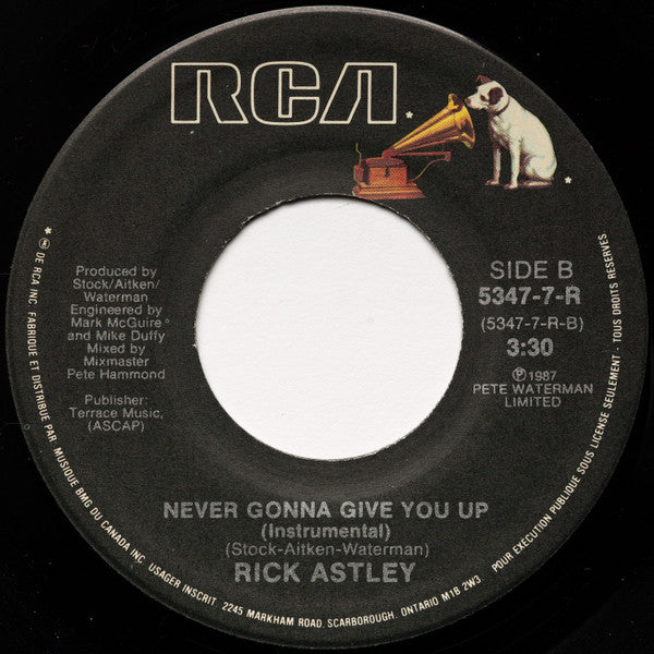 Rick Astley : Never Gonna Give You Up (7", Single)