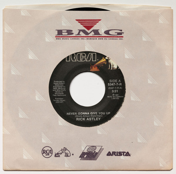 Rick Astley : Never Gonna Give You Up (7", Single)