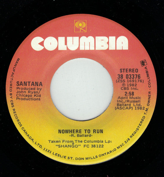 Santana : Nowhere To Run / Nueva York (7", Single)