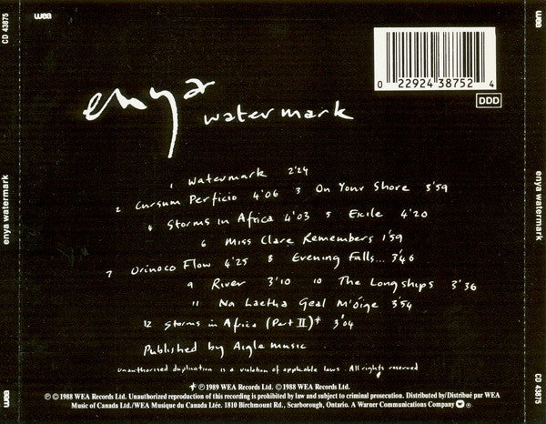 Enya : Watermark (CD, Album, RE, #93)