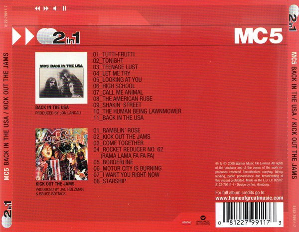 MC5 : Back In The USA / Kick Out The Jams (CD, Album, RE + CD, Album, RE + Comp)