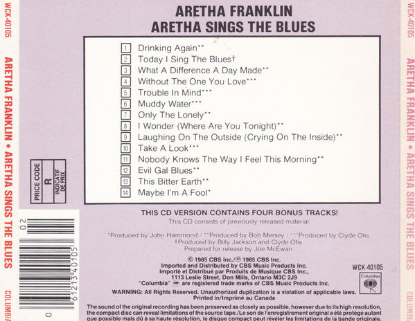 Aretha Franklin : Aretha Sings The Blues (CD, Comp, RE)