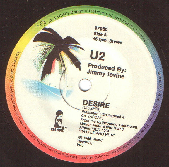 U2 : Desire (7", Single, Gat)